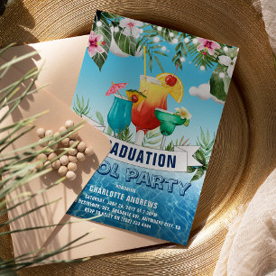 Fun Summer Graduation Pool Invitation de fête