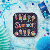 Fun Summer Graphics On Black Papieren Bordje (Feest)