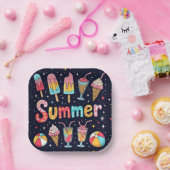 Fun Summer Graphics On Black Papieren Bordje (Feest)