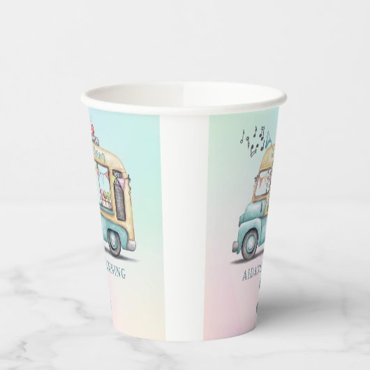 Fun Summer Ice Cream Truck Birthday Party Papieren Bekers (Links)