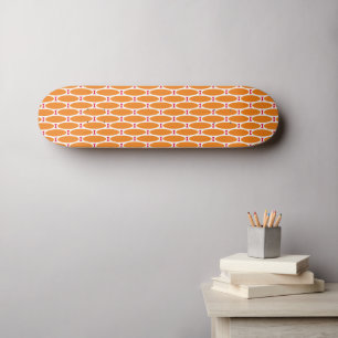 Fun Summer Oranje Suns White Red Accents Tiled Art Skateboard