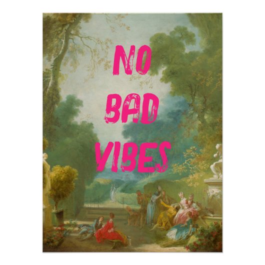 Fun Summer Pop Art No Bad Vibes Texte Poster (Devant)