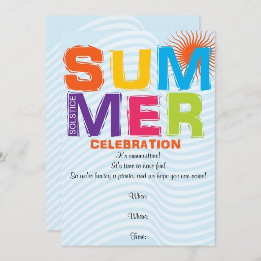 Fun Summer Solstice Invitation (Devant / Derrière)