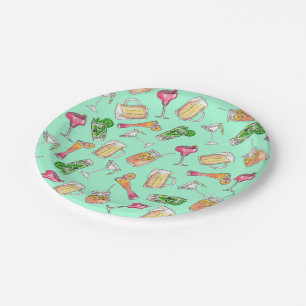 Fun Summer Waterverf Gedekte Gemengde Drinken Patr Papieren Bordje