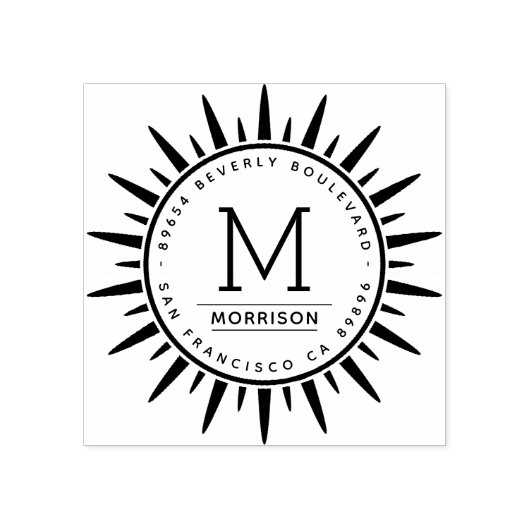 Fun Sun | Creëer Uw eigen Monogram retouradres Rubberstempel (Afrduk)