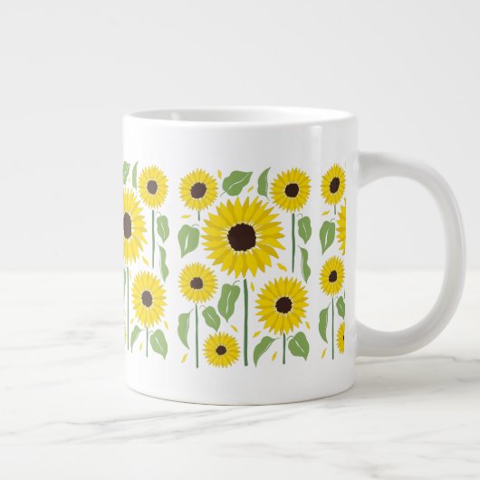 Fun Sunflower Pattern Giant Coffee Mok (Rechts)