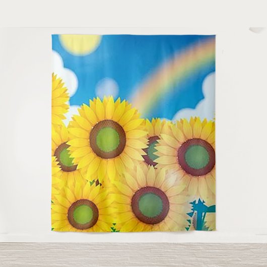 Fun Sunflower Photo Backdrop Tapestry Wandkleed (Voorkant)