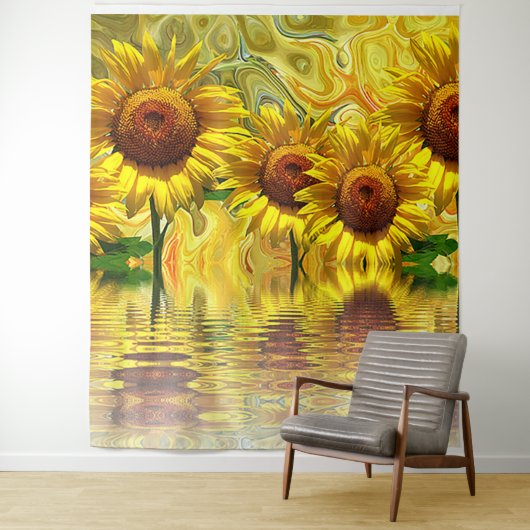 Fun Sunflower Photo Backdrop Tapestry Wandkleed (In situ)