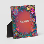 Fun Sunshine Floral Heart Whimsical gepersonalisee Fotoplaat (Voorkant)