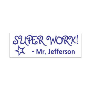 Fun "SUPER WORK!" + Rubberstempel van de leraar Zelfinktende Stempel