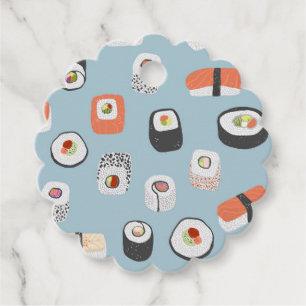 Fun Sushi Nigiri Maki Roll Japans voedselpatroon Bedankjes Labels