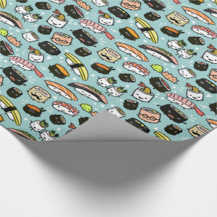 Fun Sushi-tekens gepatterd Kawaii Cute Cadeaupapier