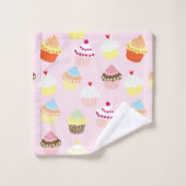 Fun Sweet Cupcake Dessert Motif sur rose (Gant de toilette)