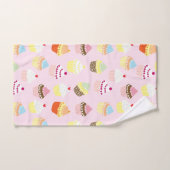 Fun Sweet Cupcake Dessert Motif sur rose (Serviette à main)