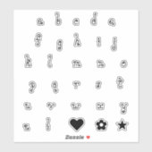 Fun Swirly Black Font Alphabet Initiaal Letters Sticker (Vel)