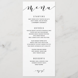 Fun Swirly Calligraphy Wedding Menu