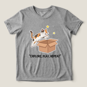 Fun T-shirt met springende kat voor jongens