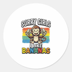Fun T-shirt-ontwerp met vintage gravure van banaan Ronde Sticker