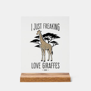 Fun T-shirt-ontwerp met vintage-gravure voor giraf Acryl Bord