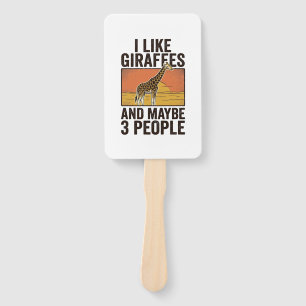 Fun T-shirt-ontwerp met vintage-gravure voor giraf Handwaaier