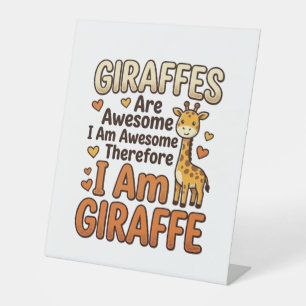 Fun T-shirt-ontwerp met vintage-gravure voor giraf Reclamebord Met Voetstuk