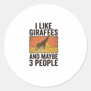 Fun T-shirt-ontwerp met vintage-gravure voor giraf Ronde Sticker