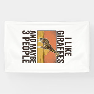 Fun T-shirt-ontwerp met vintage-gravure voor giraf Spandoek