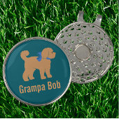 Fun Tan Doodle Dog op Donkerblauw Groen Golfhanddoek