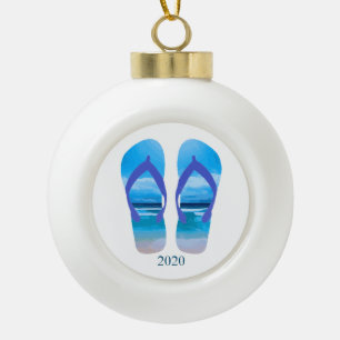Fun Teenslippers Summer Beach Art for Vacation Keramische Bal Ornament