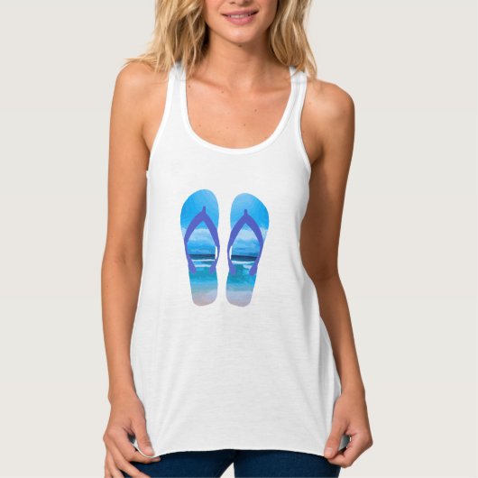 Fun Teenslippers Summer Beach Art for Vacation Tanktop (Voorkant)