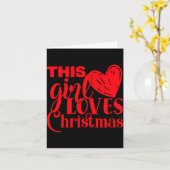 Fun This Girl Loves Christmas Heart Red Text T Shi Kaart (Gele Bloem)
