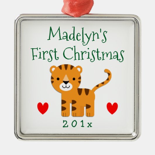 Fun Tiger Baby's eerste kerstcadeau Metalen Ornament (Voorkant)