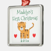 Fun Tiger Baby's eerste kerstcadeau Metalen Ornament (Links)