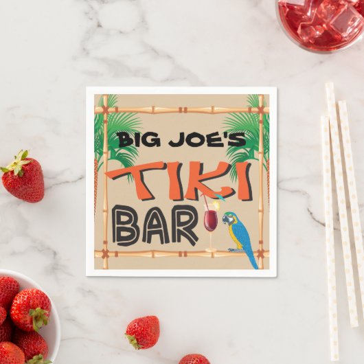 Fun Tiki Bar met aangepaste naam en papegaai Servet (Insitu)