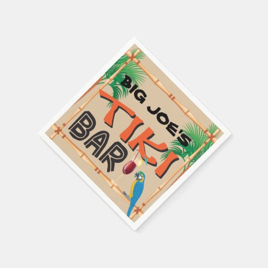 Fun Tiki Bar met aangepaste naam en papegaai Servet (Hoek)