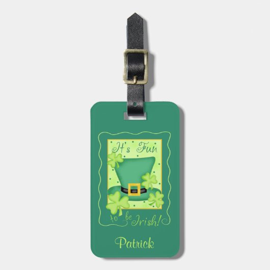 Fun to be Irish St. Patrick's Name Personalized Bagagelabel (Voorkant verticaal)