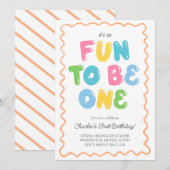 Fun to be ONE Birthday Invitation (Devant / Derrière)