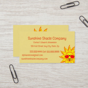 Fun too Hot Sunshine Shade Blind Company Visitekaartje