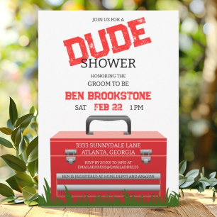 Fun Toolbox Dude Groom Wedding shower Invitation