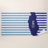 Fun Torn Stripes Blue Layel Nom Plage Serviette (Devant)