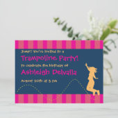 Fun Trampoline Birthday Party Invitations - Girls Kaart (Staand voorkant)