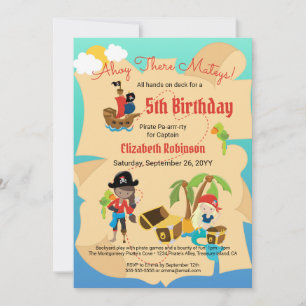 Fun Treasure Map Cute Pirate Girl Birthday Party Kaart