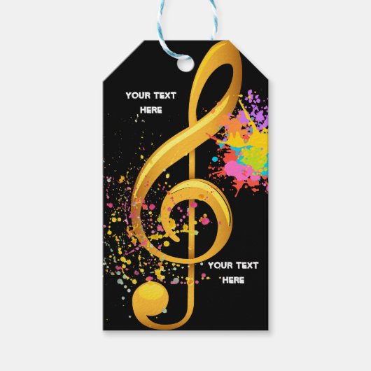 Fun Treble Clef muzieknoot. Bewerkbare tekst Cadeaulabel (Voorkant)