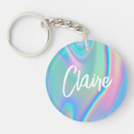 Fun Trendy Faux Iridescent Personalised w/ Name Sleutelhanger