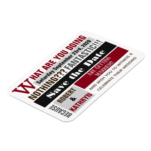 Fun & Trendy "Save the Date" Weddenschap Magneet (Linkerzijde)