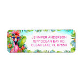 Fun Tropical Flamingo Afstuderen Retouradres Etiket (Voorkant)
