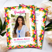 Fun Tropical Floral Graduation Faire-part
