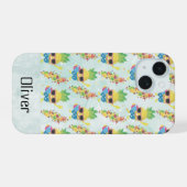 Fun Tropical Pattern with Custom Name iPhone 15 Hoesje (Achterkant horizontaal)