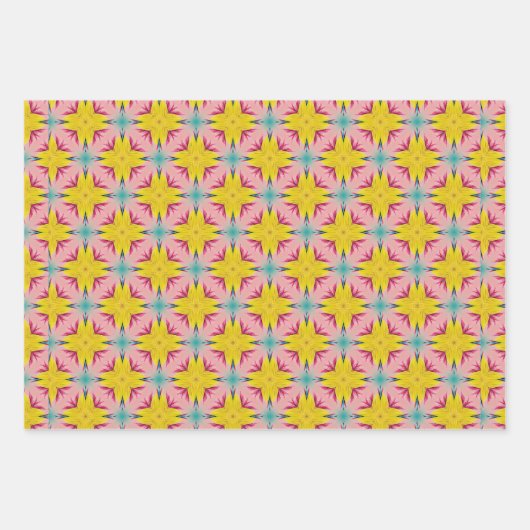 Fun Tropisch Geel en Roze Boho Aloha Inpakpapier Vel (Voorkant 2)