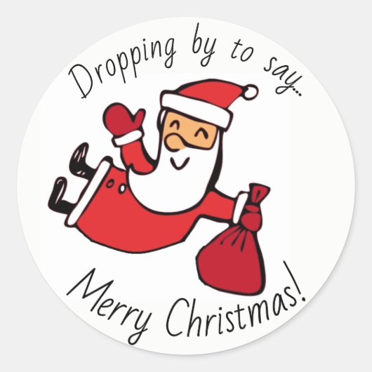 Fun Tumbling Santa kerstgroet Ronde Sticker (Voorkant)